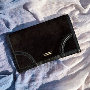 Vintage Black Suede Clutch